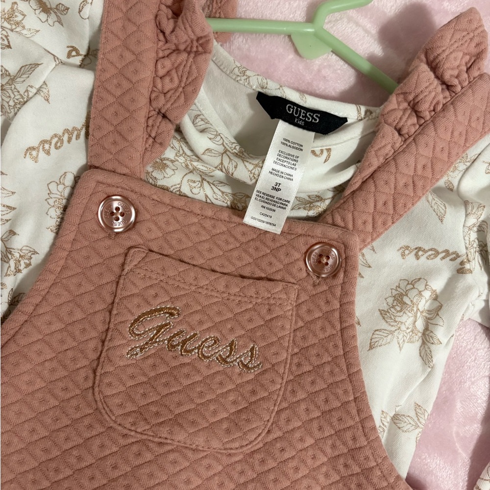 Guess Quilted Pink Baby Overalls